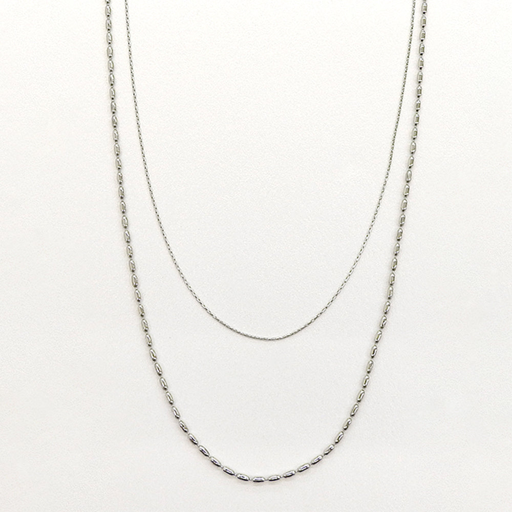 【NEW】ステンレス 2連ボールチェーン ロングネックレス