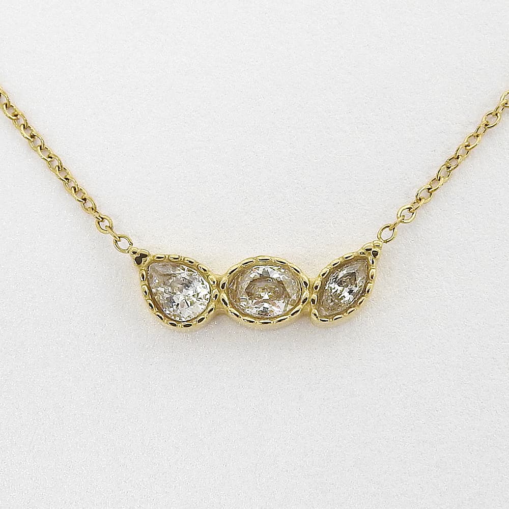 【NEW】【 金属アレルギー対応 】クリアキュービックジルコニア ステンレスネックレス