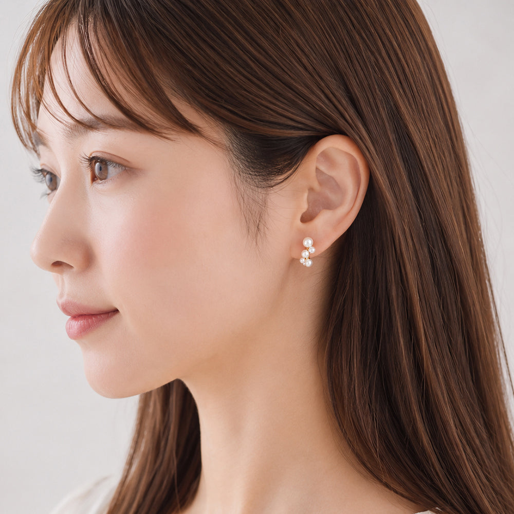 【 金属アレルギー対応 】ステンレス パール ノンホールピアス