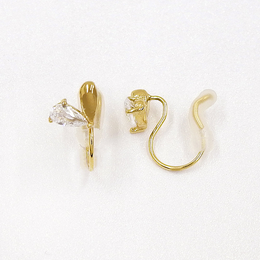 【NEW】【 金属アレルギー対応 】ステンレス ハート キュービックジルコニア ノンホールピアス