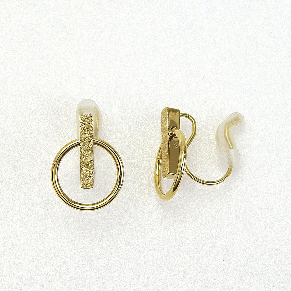 金属アレルギー対応 ステンレス バー＆リング ノンホールピアス 痛くない イヤリング 金属アレルギー対応