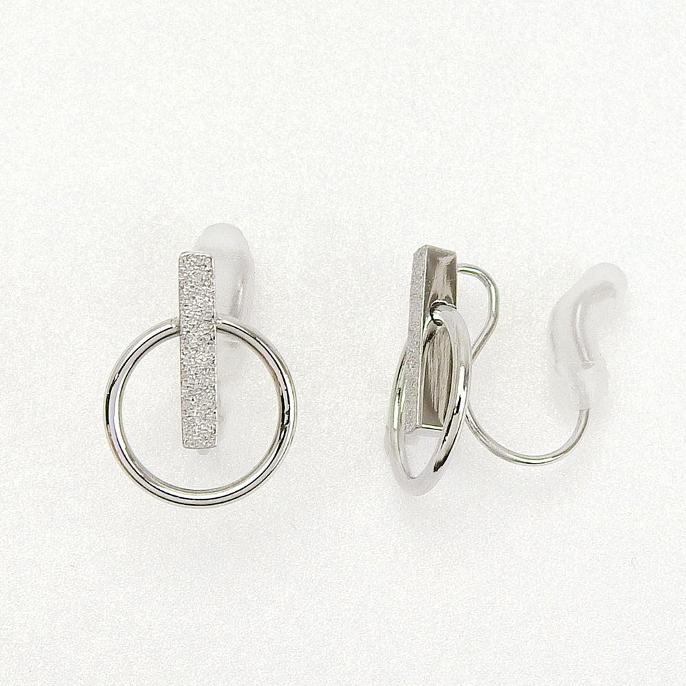 金属アレルギー対応 ステンレス バー＆リング ノンホールピアス 痛くない イヤリング 金属アレルギー対応