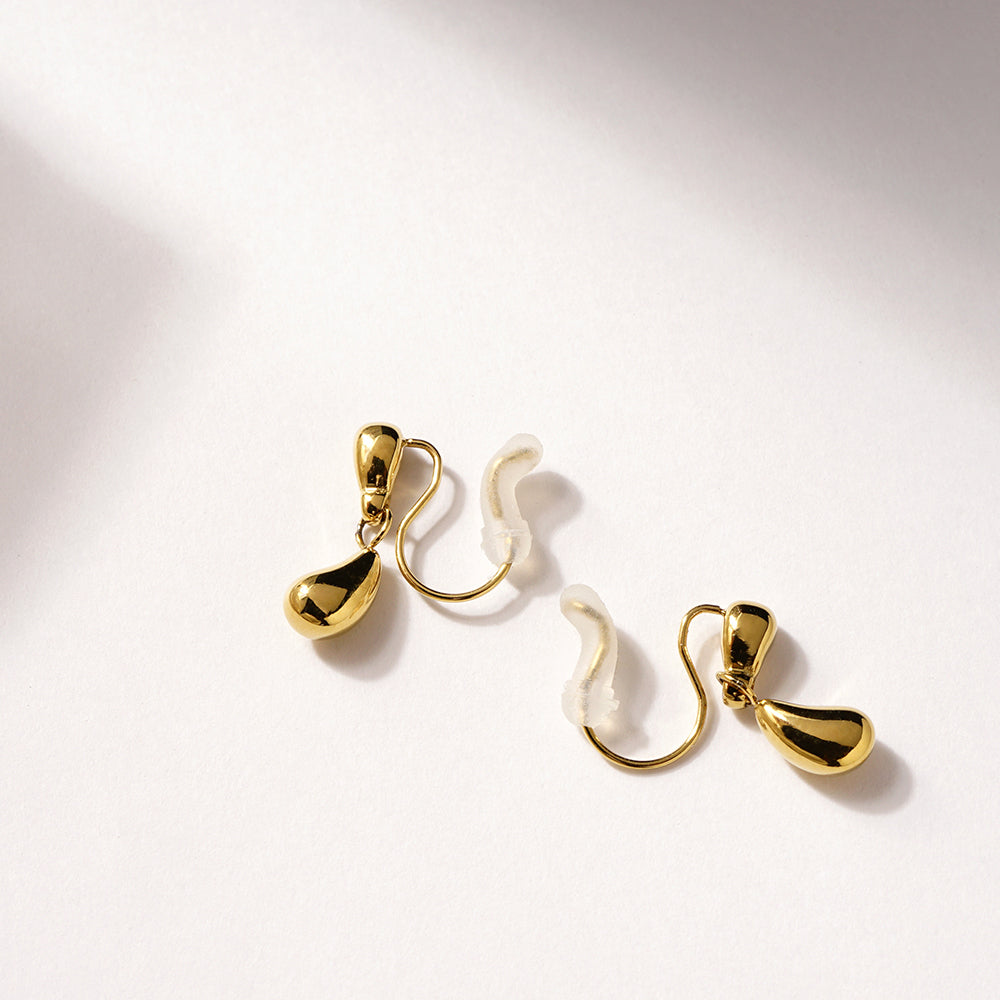 【NEW】【 金属アレルギー対応 】ダブルドロップ ステンレスノンホールピアス