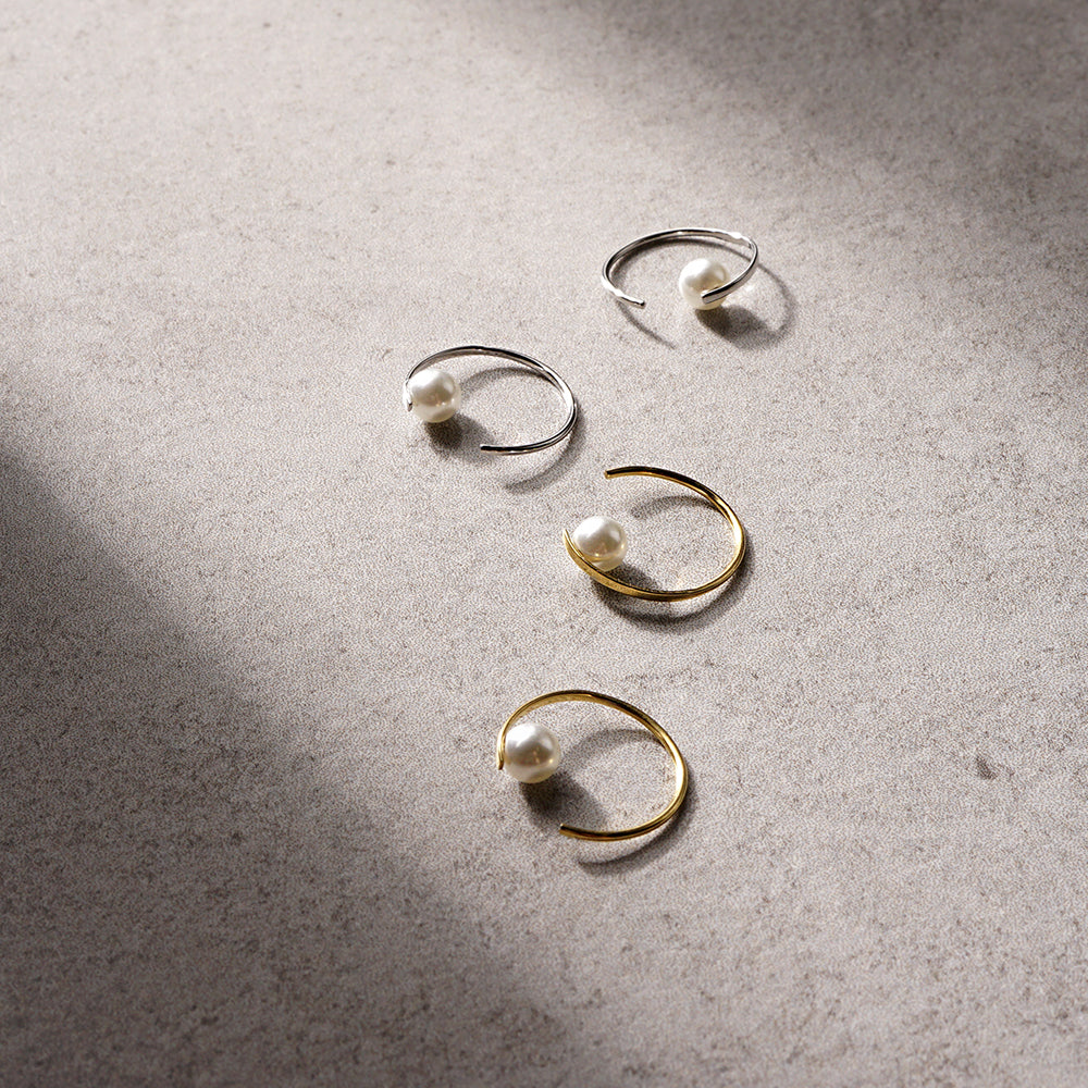 ステンレス キャッチレス パール フープ ピアス フープピアス 金属アレルギー対応 itam