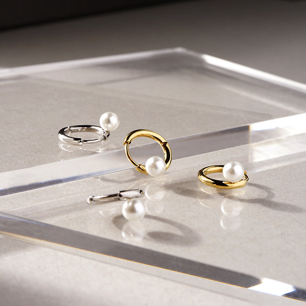 ステンレス パール フープ ピアス 金属アレルギー対応 itam