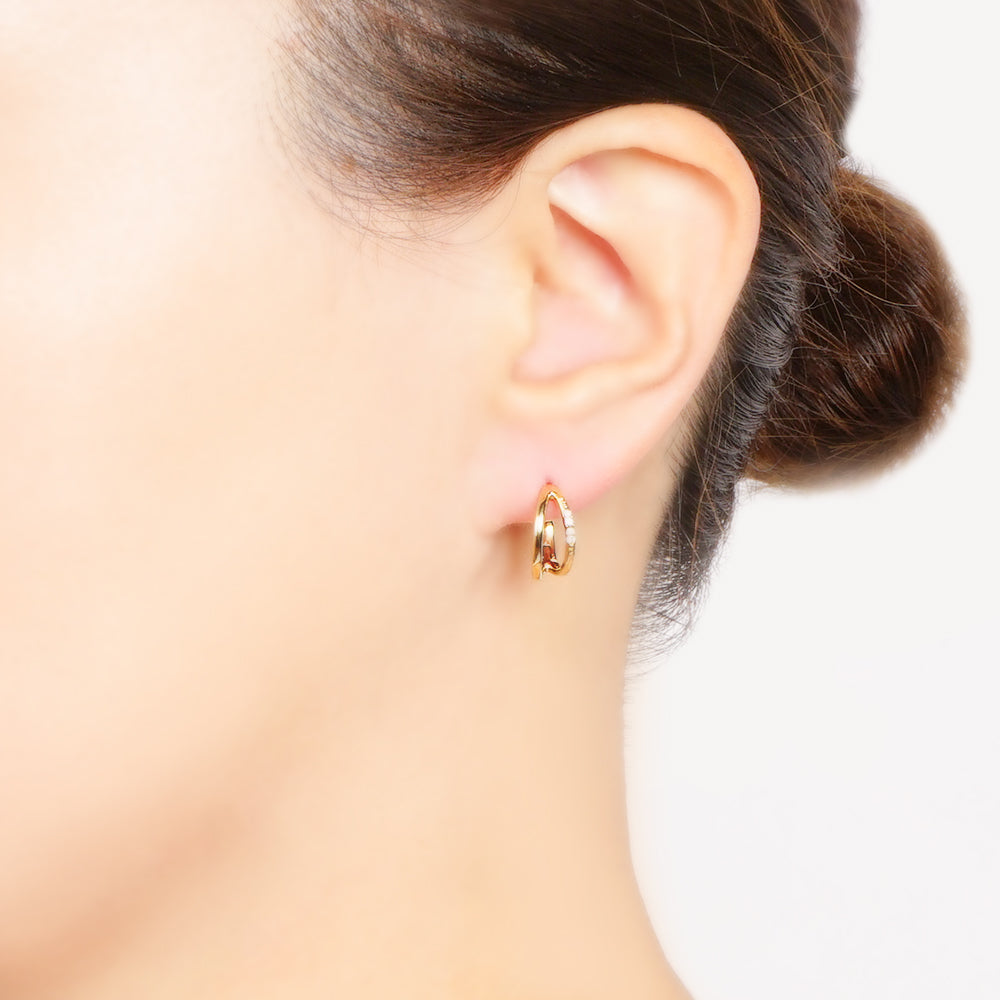 【NEW】【 金属アレルギー対応 】ステンレス キュービックジルコニア フープピアス