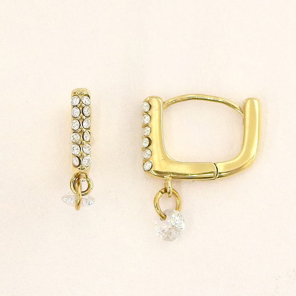 【NEW】【 金属アレルギー対応 】ステンレス キュービックジルコニアフープピアス