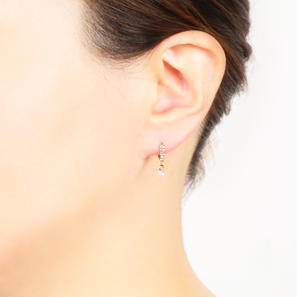 【NEW】【 金属アレルギー対応 】ステンレス キュービックジルコニアフープピアス